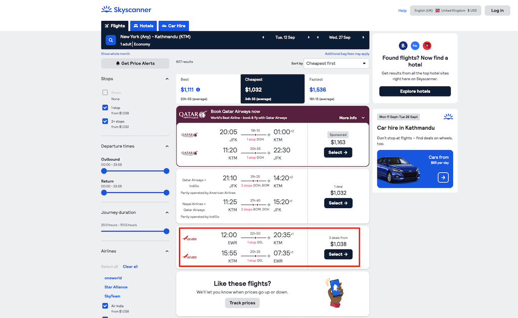 best option to travel skyscanner - How to Find Cheap Flights from New York to Nepal