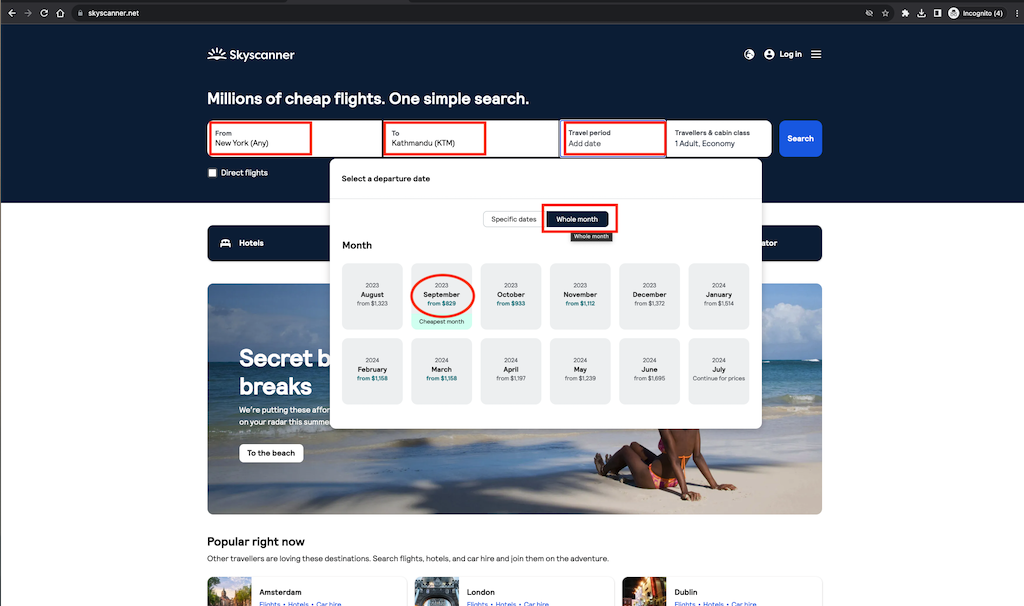 skyscanner method - How to Find Cheap Flights from New York to Nepal