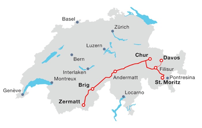 Map of Glacier Express Route